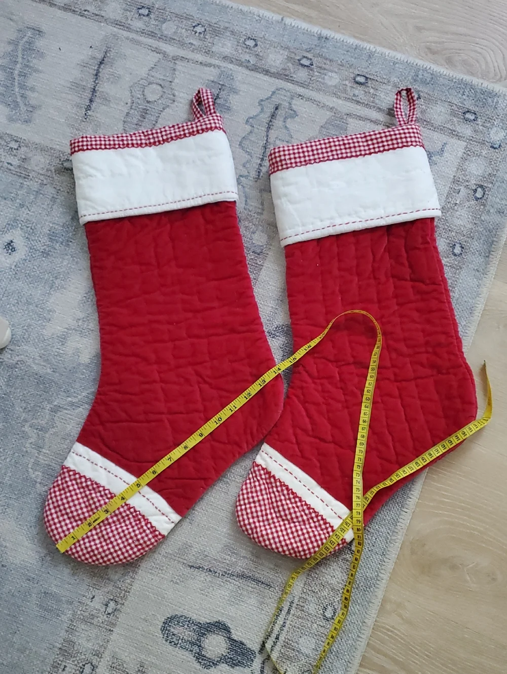 Pottery Barn Kids Set Of 2 Red Velvet Quilted Stockings 100% Cotton 20